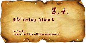 Bánhidy Albert névjegykártya